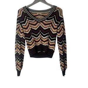 Nekane NKN V Neck Striped Knit Sweater NEW